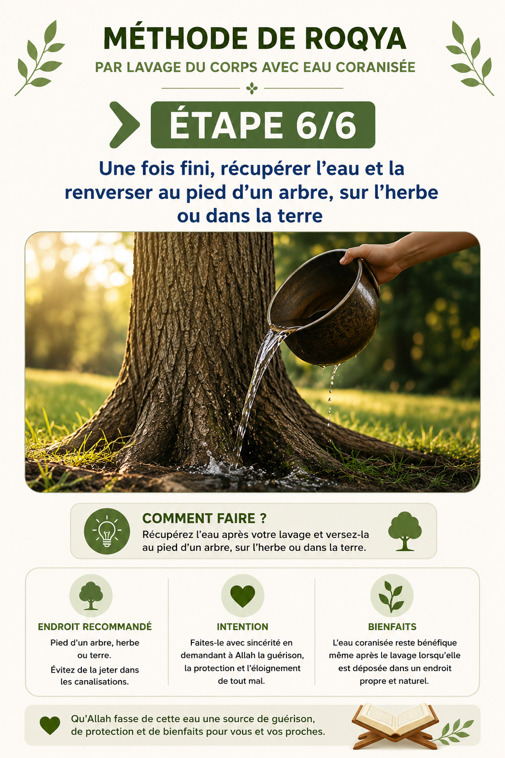 Méthode de Roqya Complète | Feuilles Coranisées à Diluer dans l’Eau