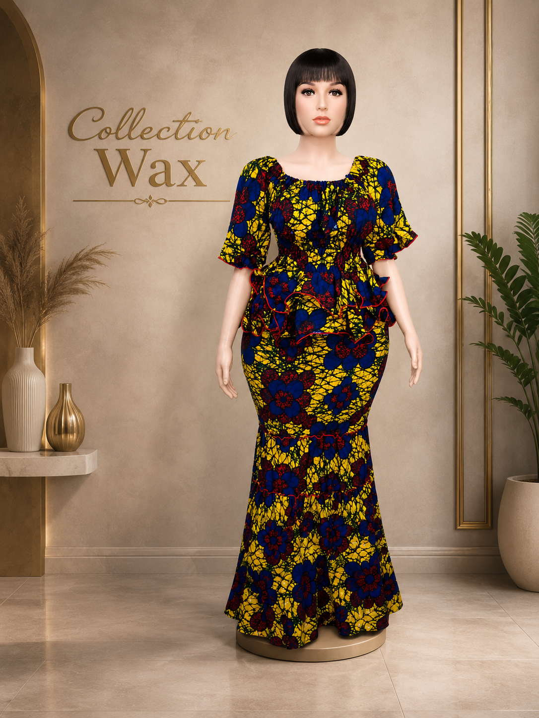 Ensemble Wax Femme Haut & Jupe Taille Haute Grande Taille 38-54 | Tenue Africaine Chic