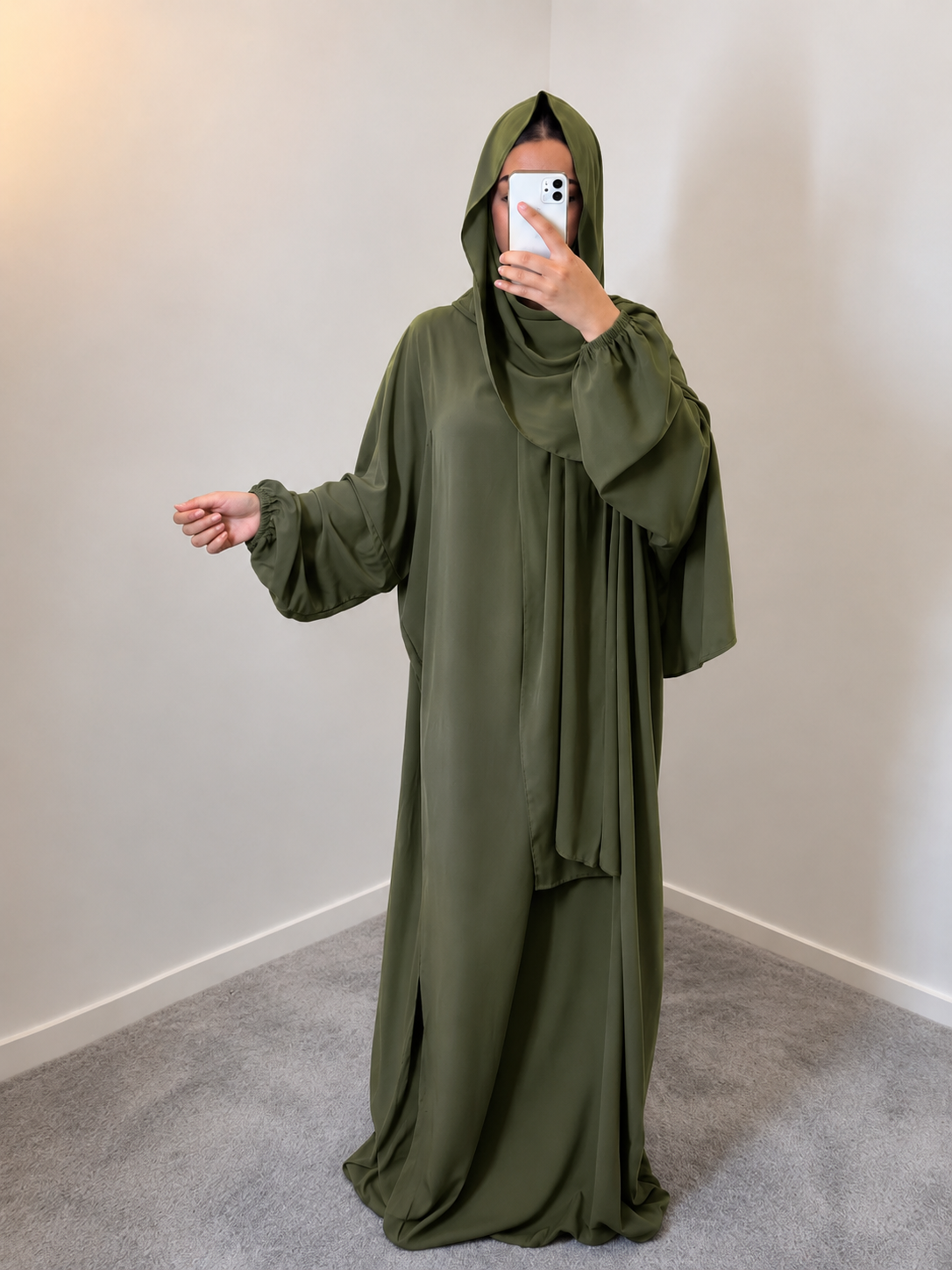 Abaya et hijab intégré 2 en 1