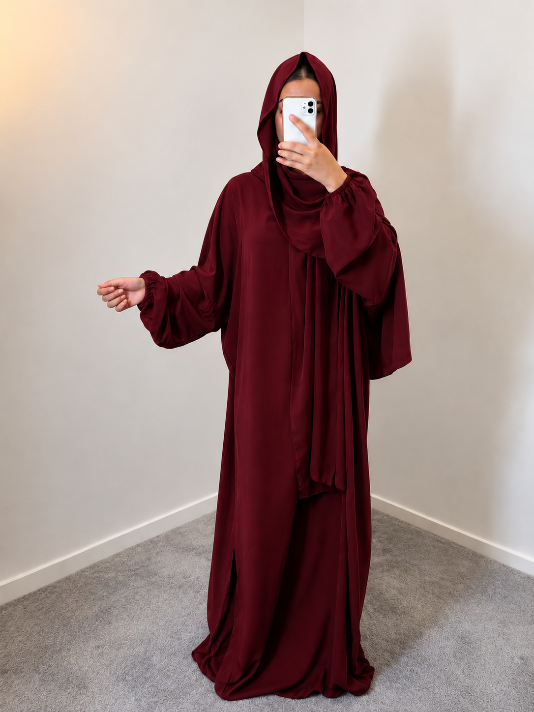 Abaya hijab intégré 2 en 1 Grande Taille