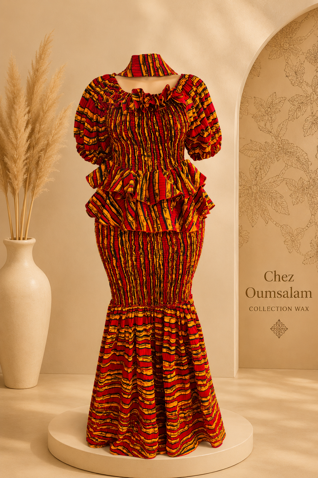 Ensemble Wax Femme Haut & Jupe Taille Haute Grande Taille 38-54 | Tenue Africaine Chic