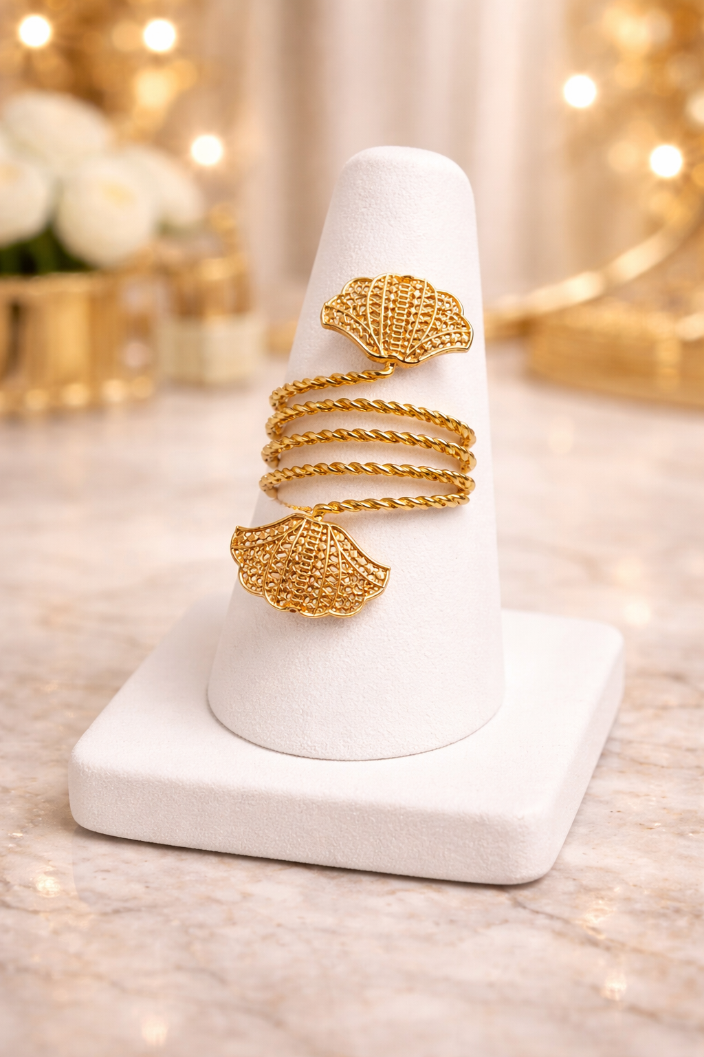 Bague style argent trempé dans l’or