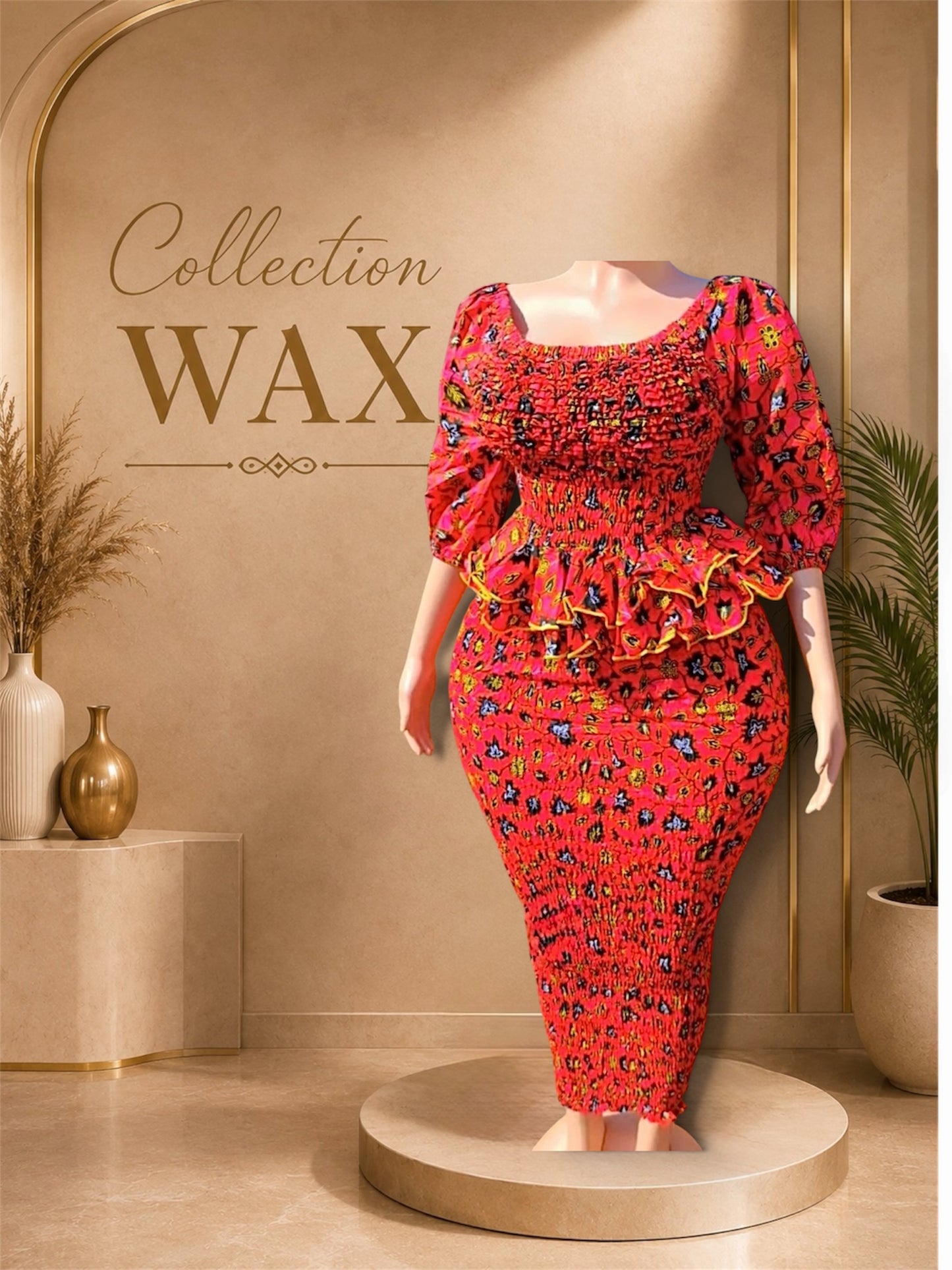 Ensemble Wax Femme Haut & Jupe Taille Haute Grande Taille 38-54 | Tenue Africaine Chic