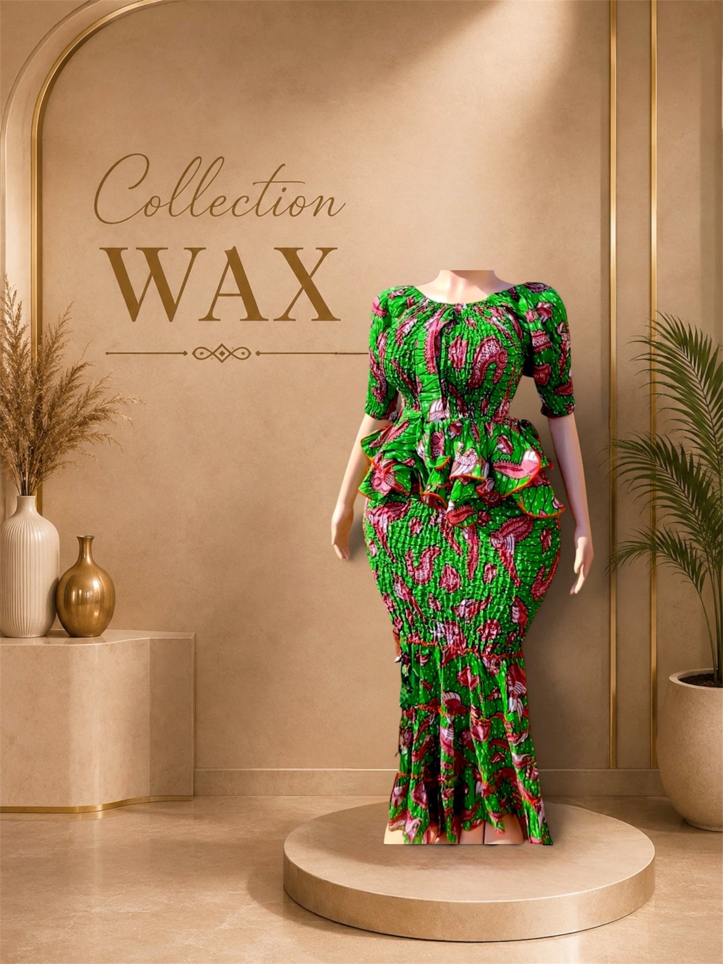 Ensemble Wax Femme Haut & Jupe Taille Haute Grande Taille 38-54 | Tenue Africaine Chic