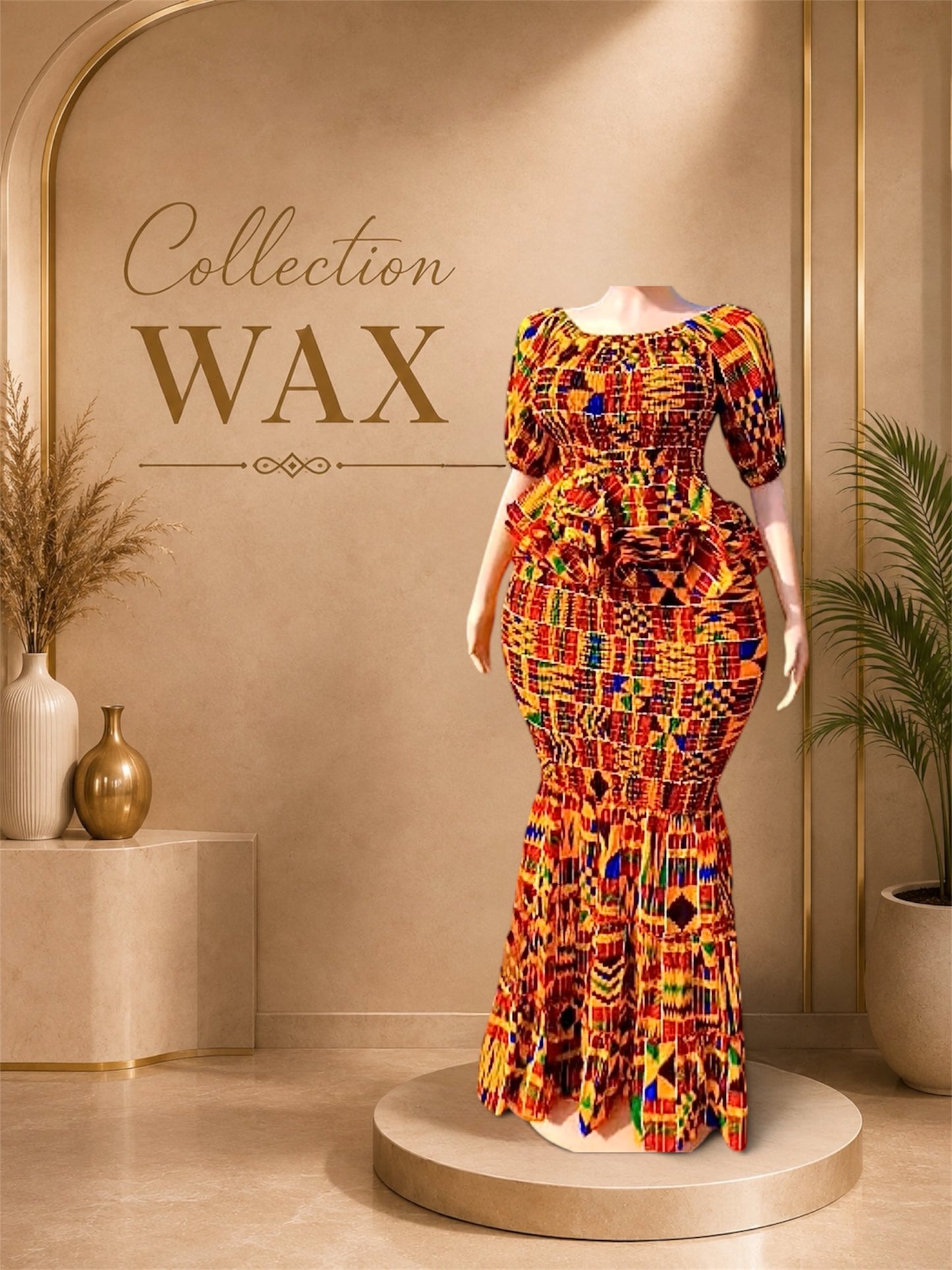 Ensemble Wax Femme Haut & Jupe Taille Haute Grande Taille 38-54 | Tenue Africaine Chic