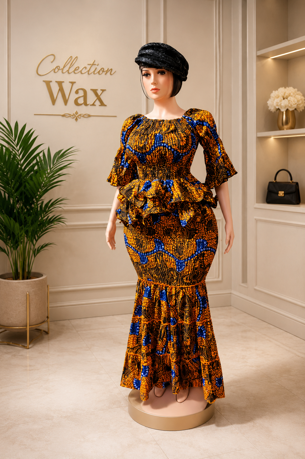 Ensemble Wax Femme Haut & Jupe Taille Haute Grande Taille 38-54 | Tenue Africaine Chic