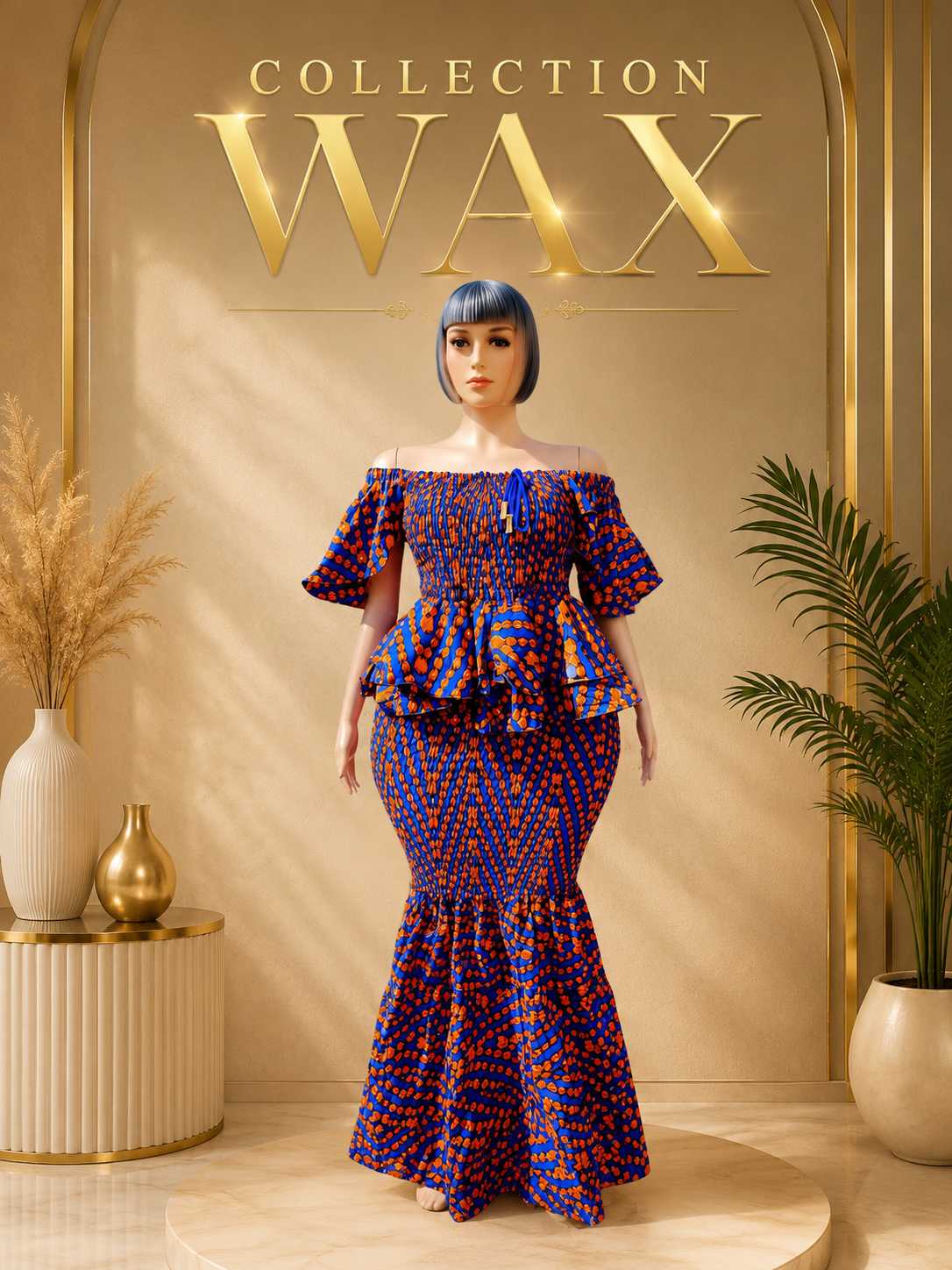 Ensemble Wax Femme Haut & Jupe Taille Haute Grande Taille 38-54 | Tenue Africaine Chic