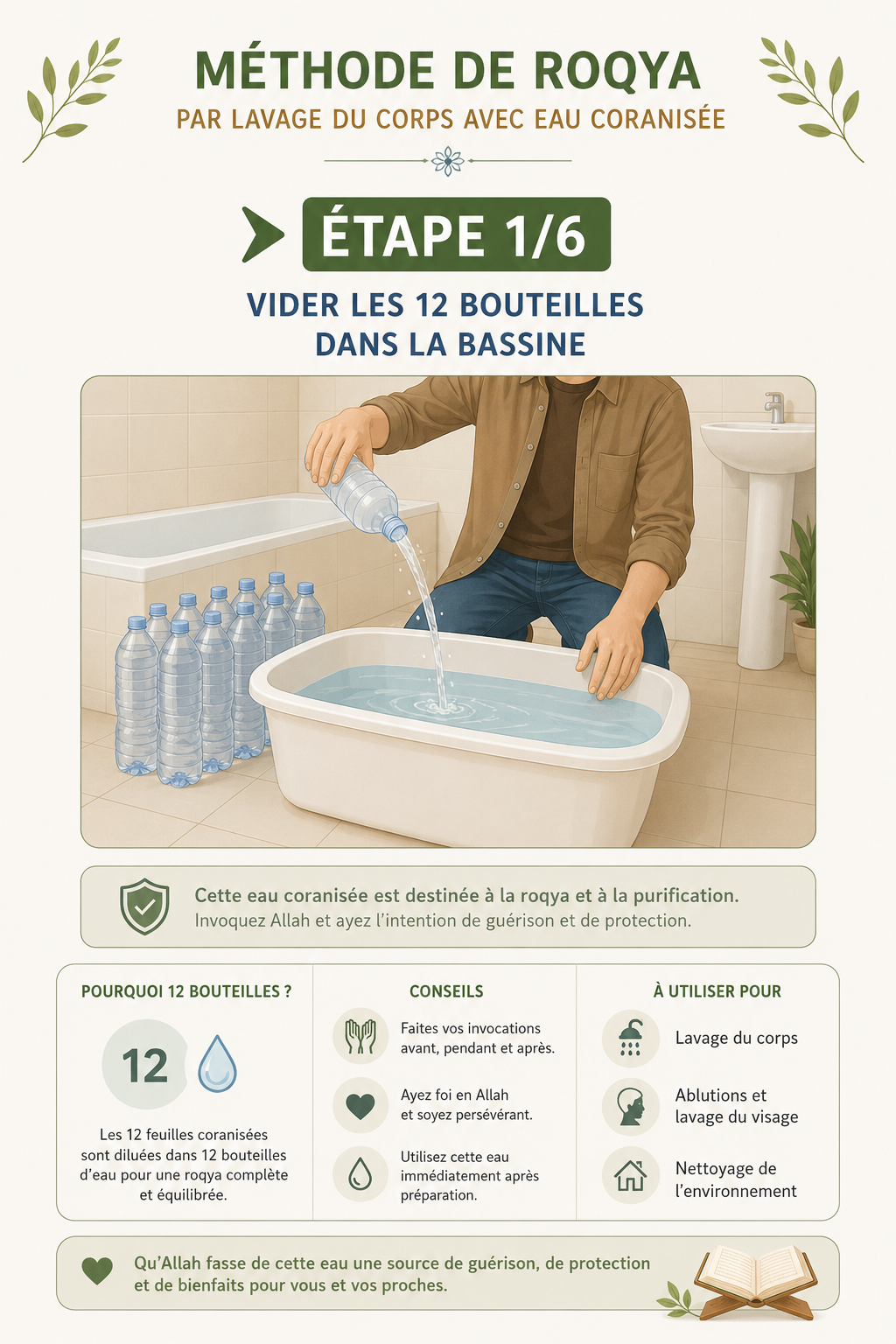 Méthode de Roqya Complète | Feuilles Coranisées à Diluer dans l’Eau