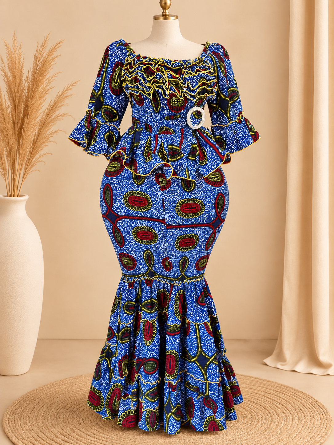 Ensemble Wax Femme Haut & Jupe Taille Haute Grande Taille 38-54 | Tenue Africaine Chic
