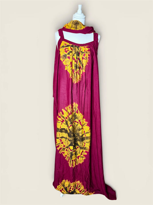 Dampé/Mehlfa robe manches bretelles avec foulard confort