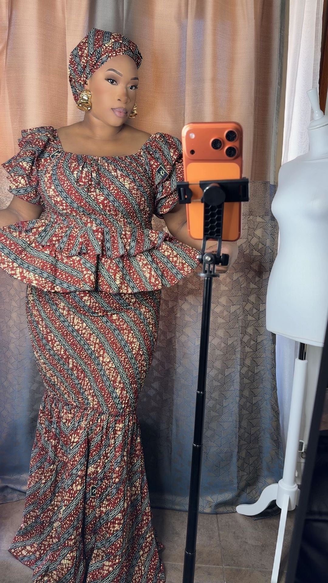 Ensemble Wax Femme Haut & Jupe Taille Haute Grande Taille 38-54 | Tenue Africaine Chic