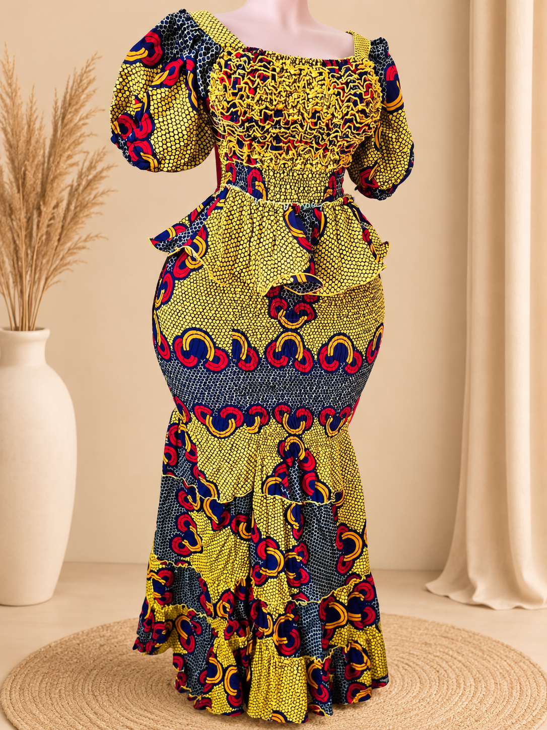 Ensemble Wax Femme Haut & Jupe Taille Haute Grande Taille 38-54 | Tenue Africaine Chic