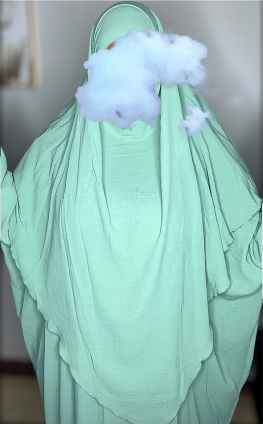 Ensemble Abaya & Khimar – Longueur adaptée de 1m60 à 1m75