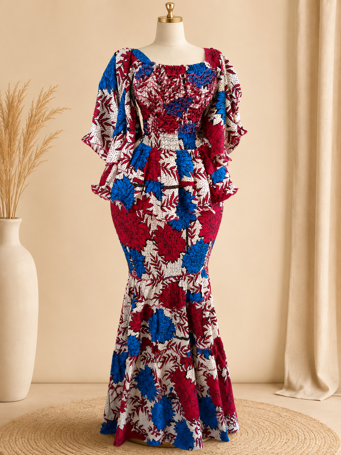 Ensemble Wax Femme Haut & Jupe Taille Haute Grande Taille 38-54 | Tenue Africaine Chic