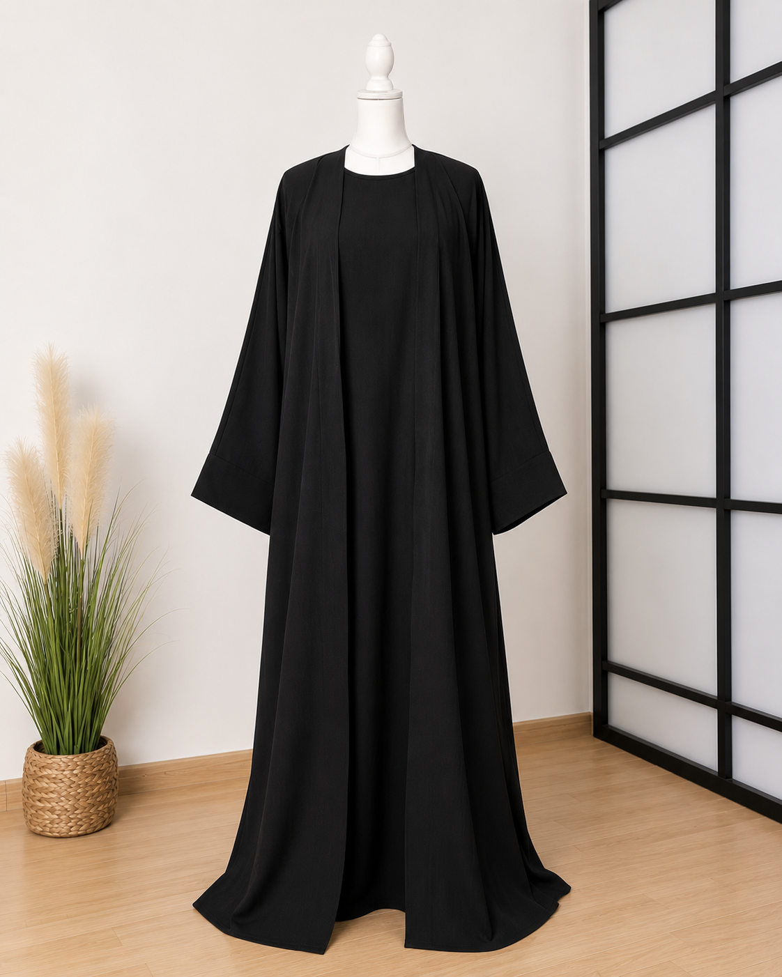 Abaya Kimono 2 Pièces en Lin Premium – Grande Taille