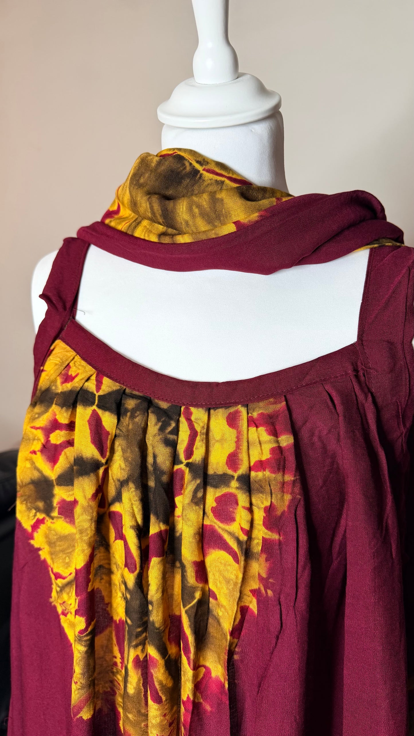 Dampé/Mehlfa robe manches bretelles avec foulard confort