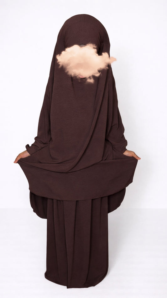 djellaba enfant fille 2 pièces avec jupe- Ensemble islamique élégant