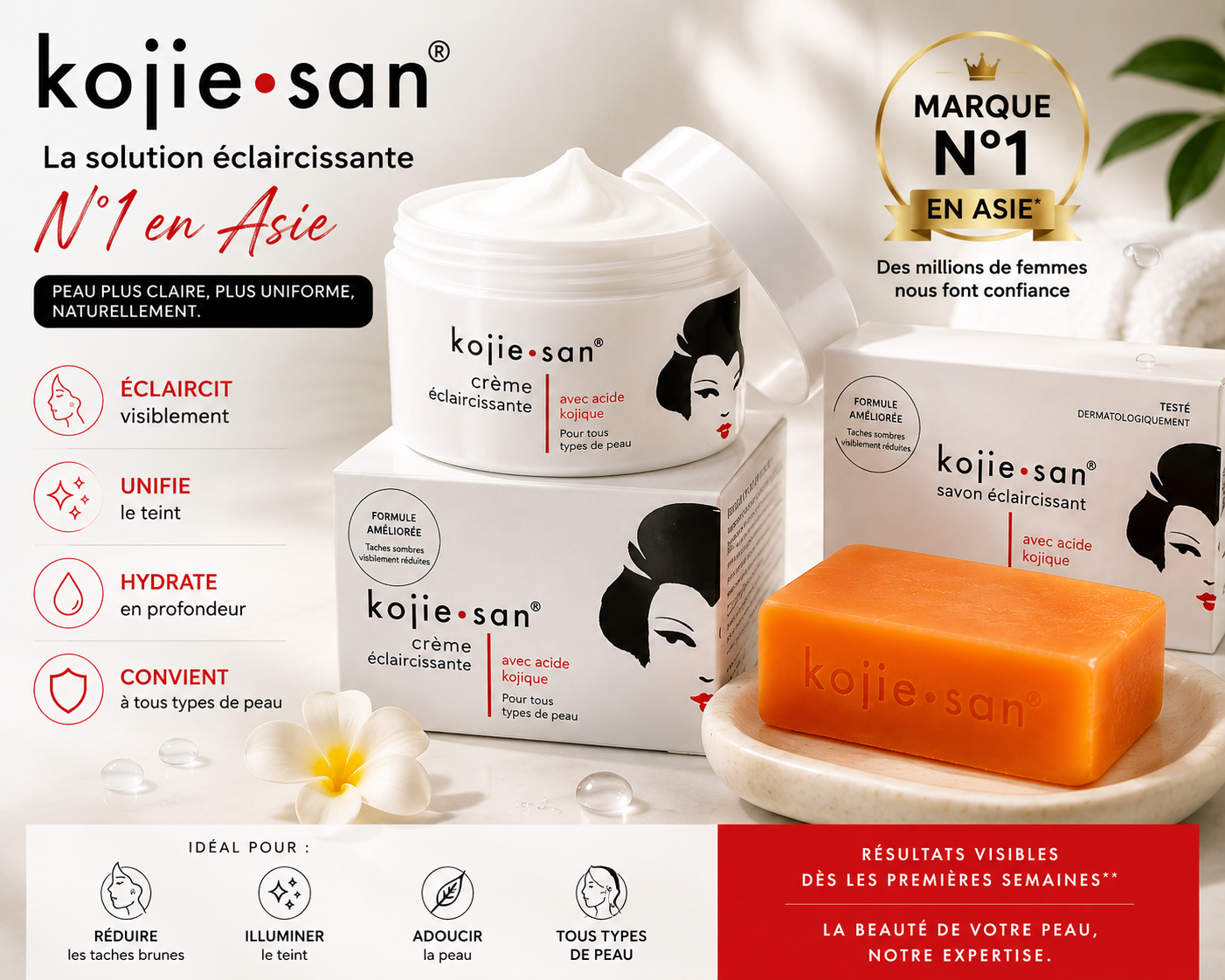 Kojie San Original – Savon Éclaircissant Japonais Anti-Taches ✨ Peau Lumineuse