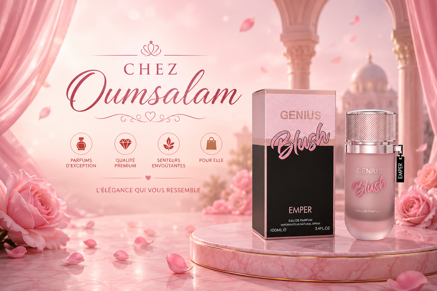 Emper Genius Blush Eau de Parfum 25ml – Parfum Femme Floral Vanillé Élégant et Doux