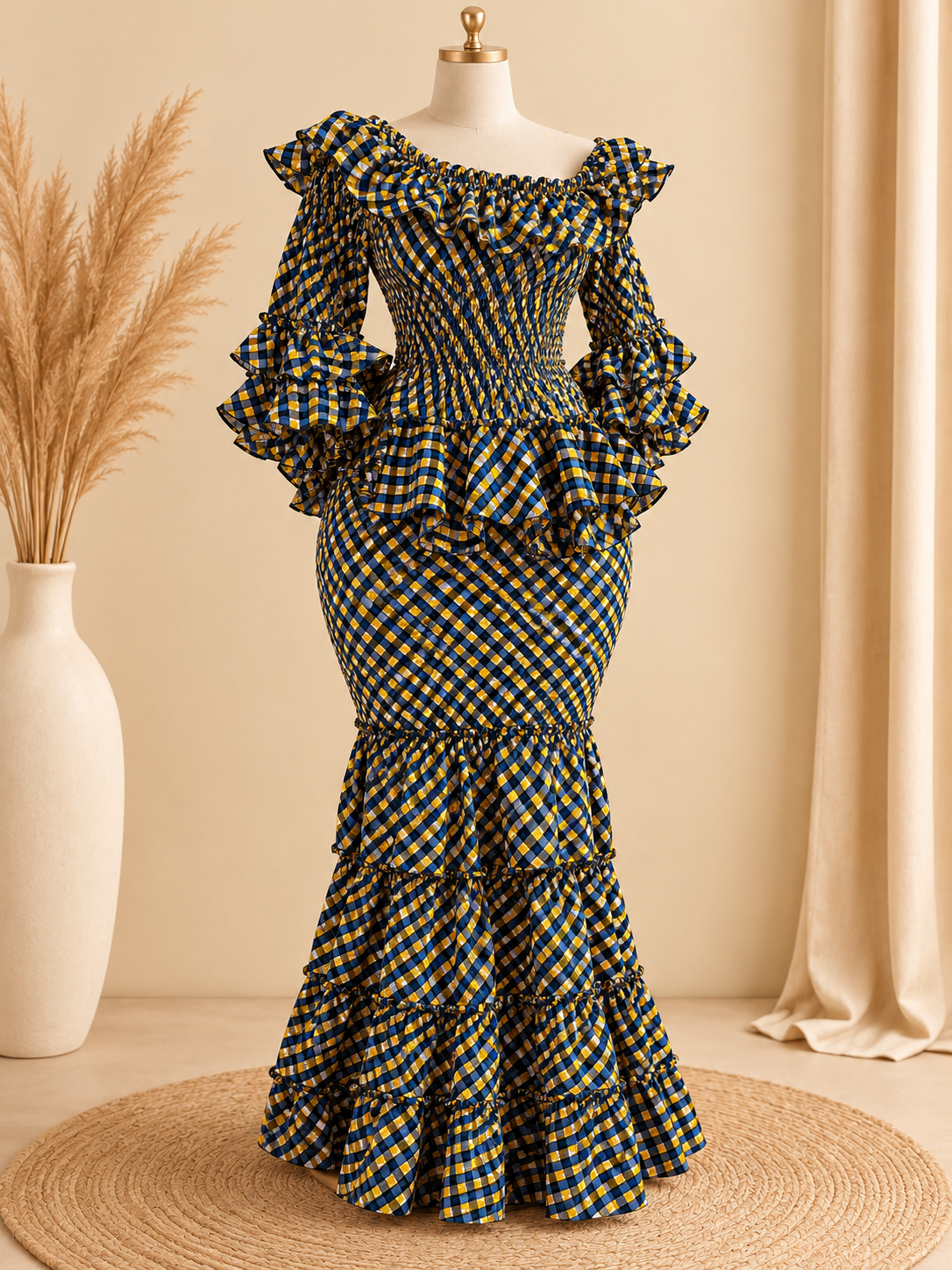 Ensemble Wax Femme Haut & Jupe Taille Haute Grande Taille 38-54 | Tenue Africaine Chic