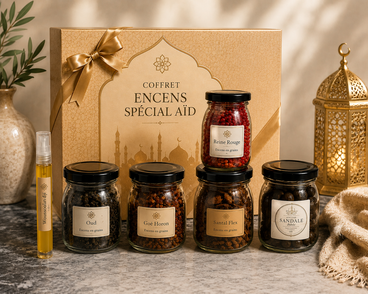 Coffret 5 Encens & Woussoulan Dji – Encens Oriental Luxe Spécial Aïd