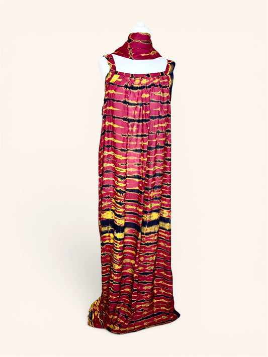 Dampé/Mehlfa robe manches bretelles avec foulard confort