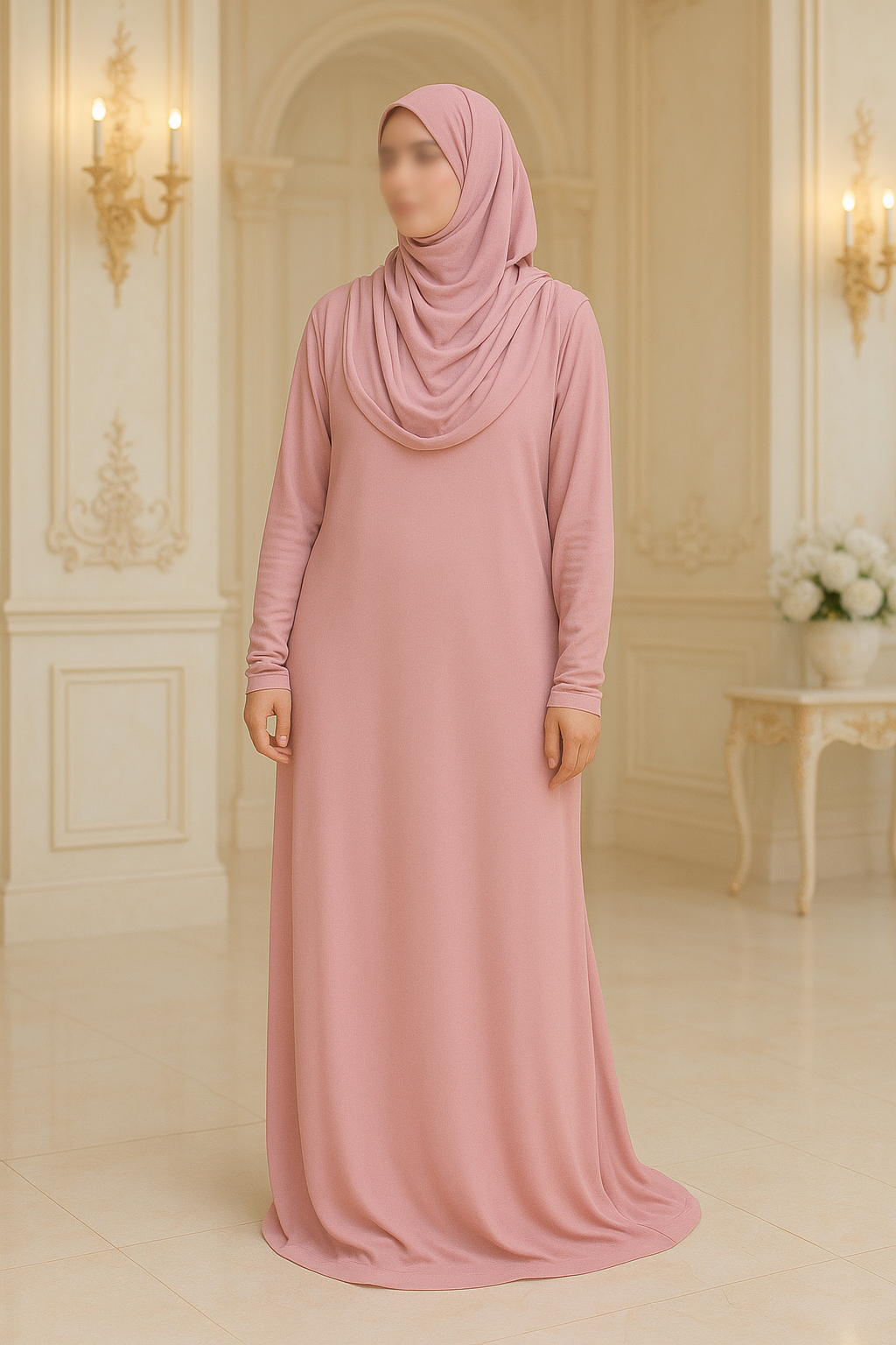 Tenue de prière avec hijab intégré à la robe
