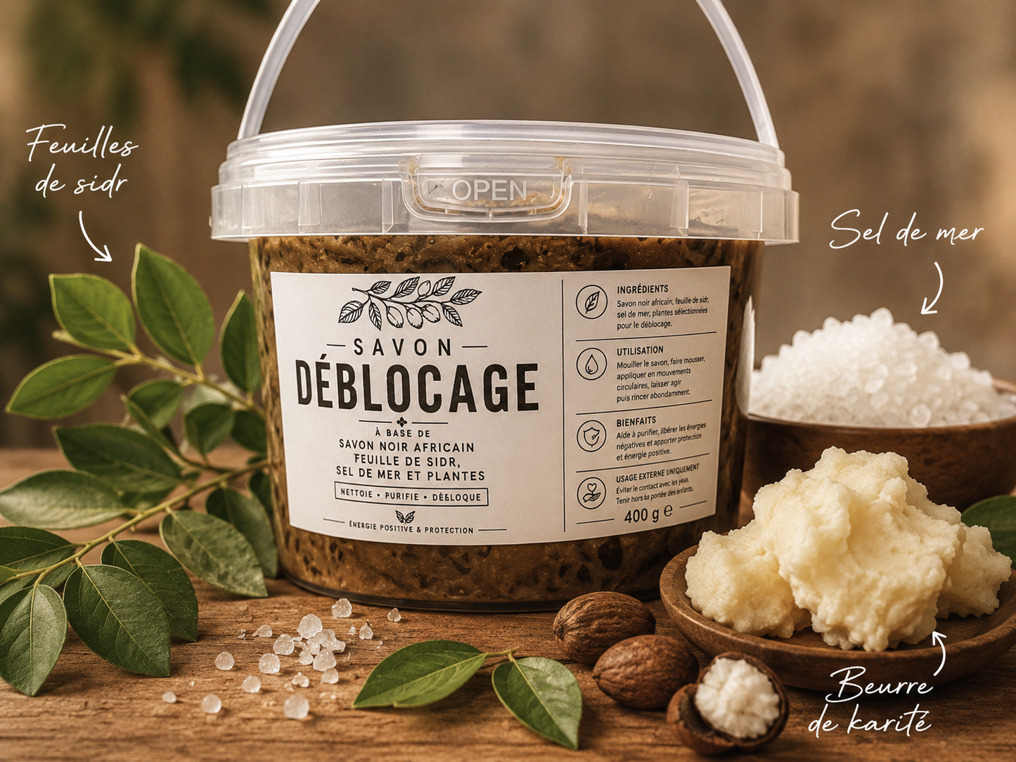 Savon Déblocage au Sidr & Sel de Mer – Protection Mauvais Œil