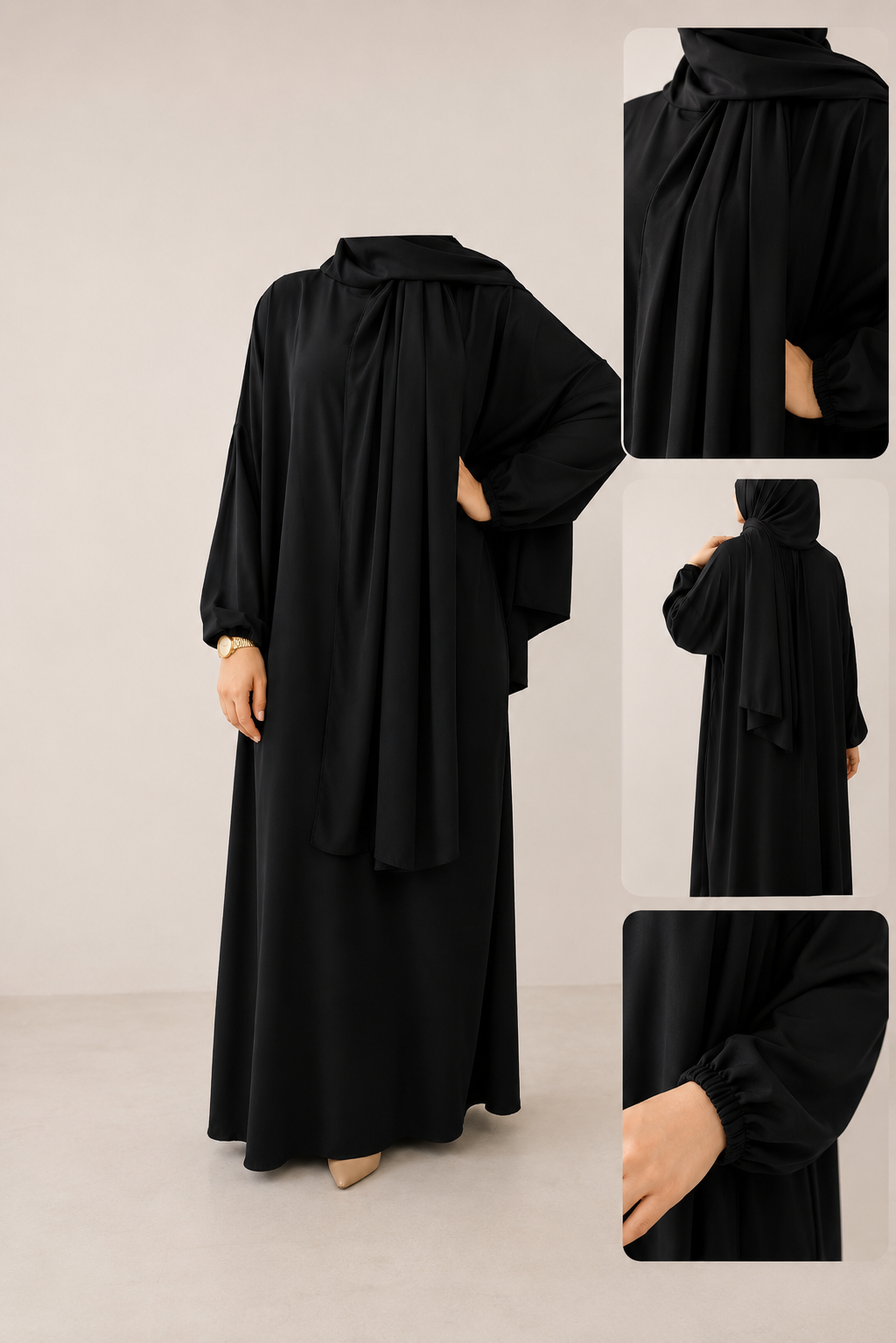Abaya hijab intégré grande taille