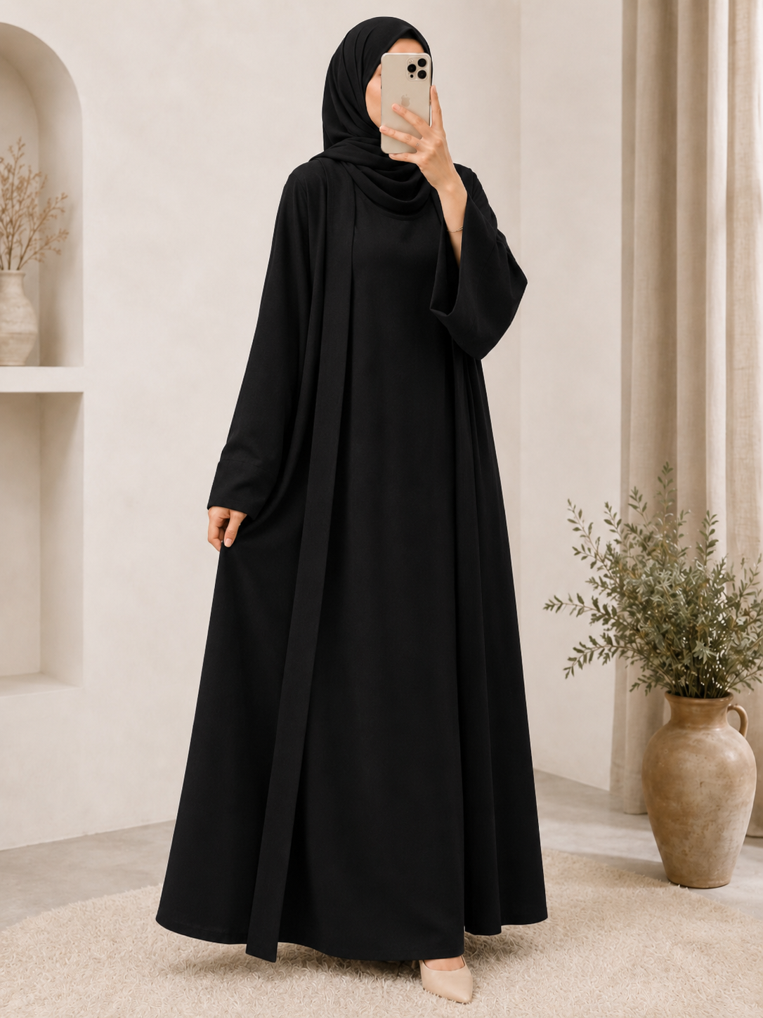 Abaya Kimono 2 Pièces en Lin Premium – Grande Taille