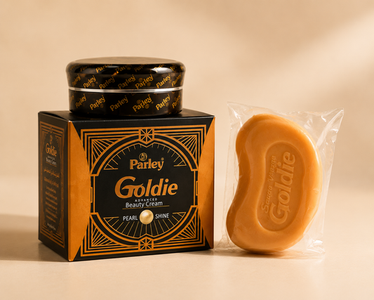 Pack Goldie Pearl Shine – Savon Visage & Crème Éclat pour une Peau Douce, Hydratée et Lumineuse.                   Nettoie • Hydrate • Illumine