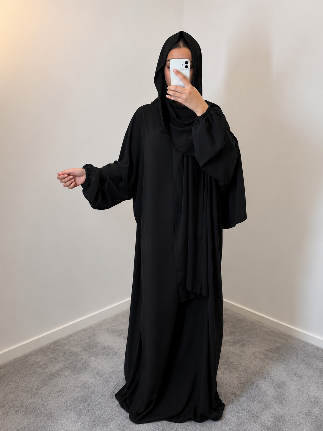 Abaya hijab intégré 2 en 1  grande taille