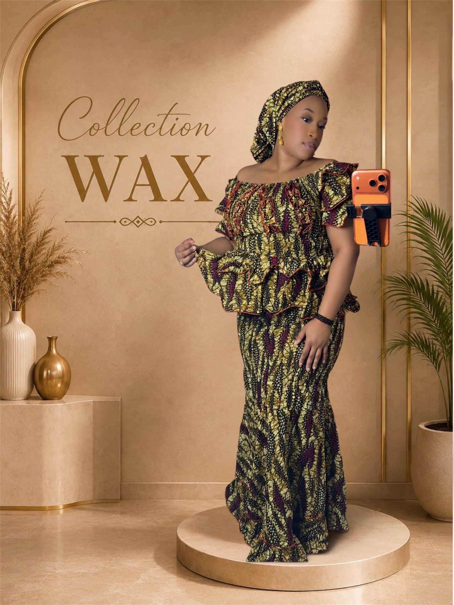Ensemble Wax Femme Haut & Jupe Taille Haute Grande Taille 38-54 | Tenue Africaine Chic